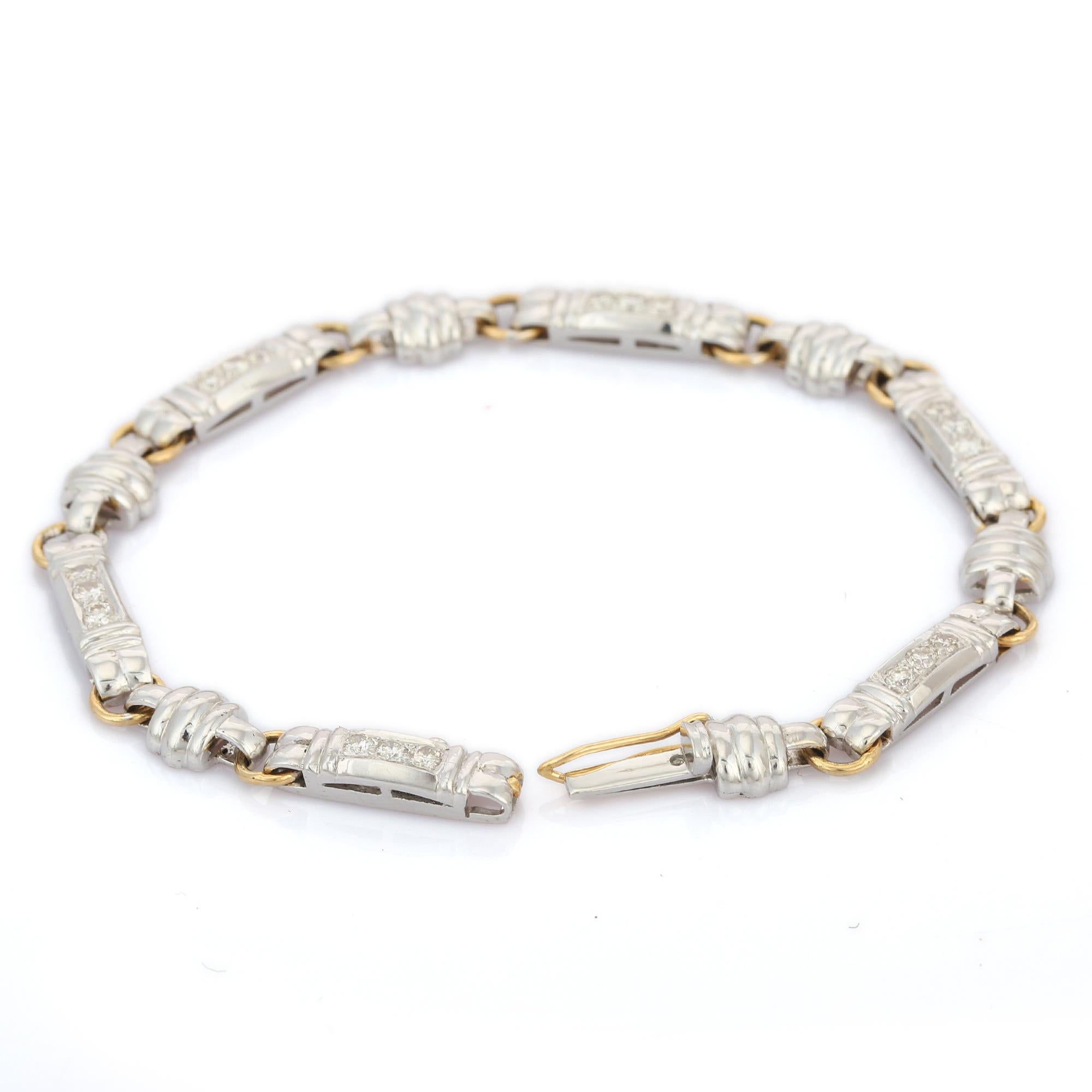 Diamant-Gliederarmband aus 18 Karat Weißgold für Herrenschmuck mit Diamanten  im Zustand „Neu“ im Angebot in Houston, TX