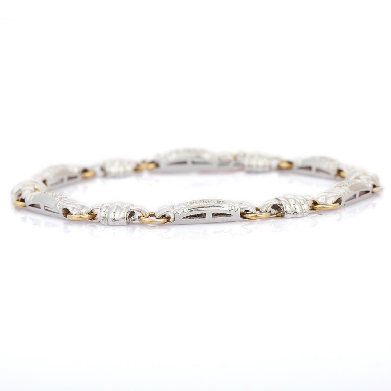Diamond Link Bracelet in 18K White Gold Men's Jewelry  For Sale 2