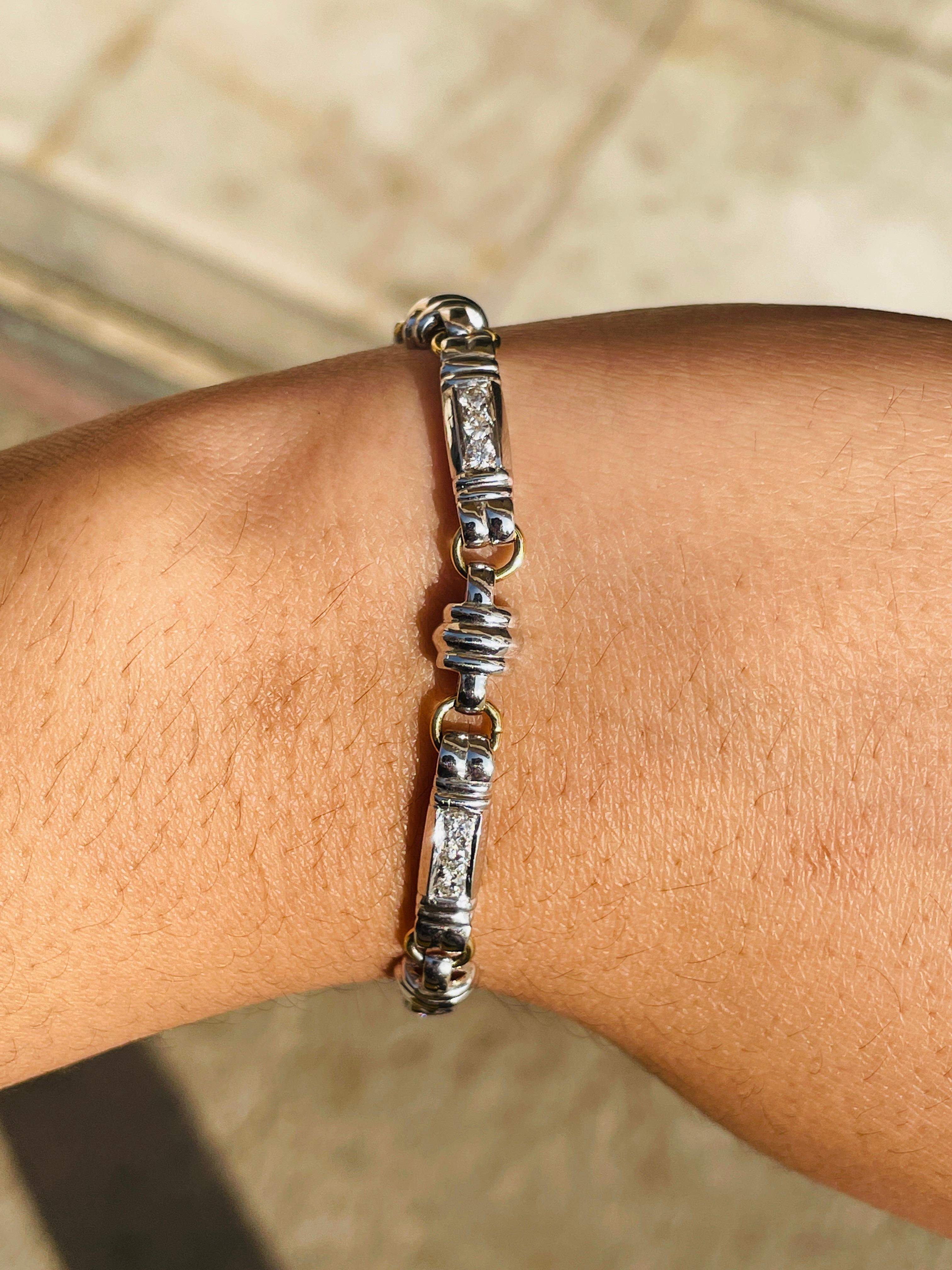 Women's or Men's Diamond Link Bracelet in 18K White Gold Men's Jewelry For Sale