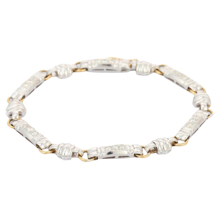 Diamond Link Bracelet in 18K White Gold Men's Jewelry  For Sale