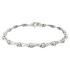 Retro Diamond Link Bracelet in Platinum
