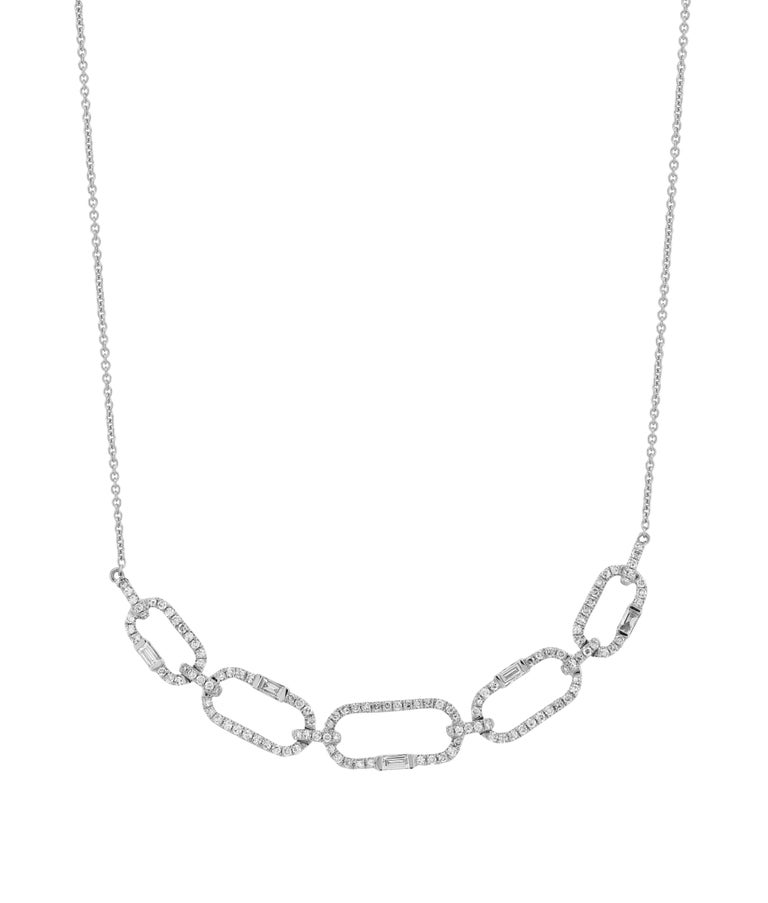 Luxle 0.45 CT. T.W Diamond Link Chain Necklace in 18k White Gold For Sale at 1stDibs