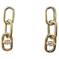 Diamant-Ohrhänger mit Kettenanhänger, 10-Karat-Gelbgold, 0,05 Karat Gesamtgewicht, GH, SI, mit Gewinde, neu