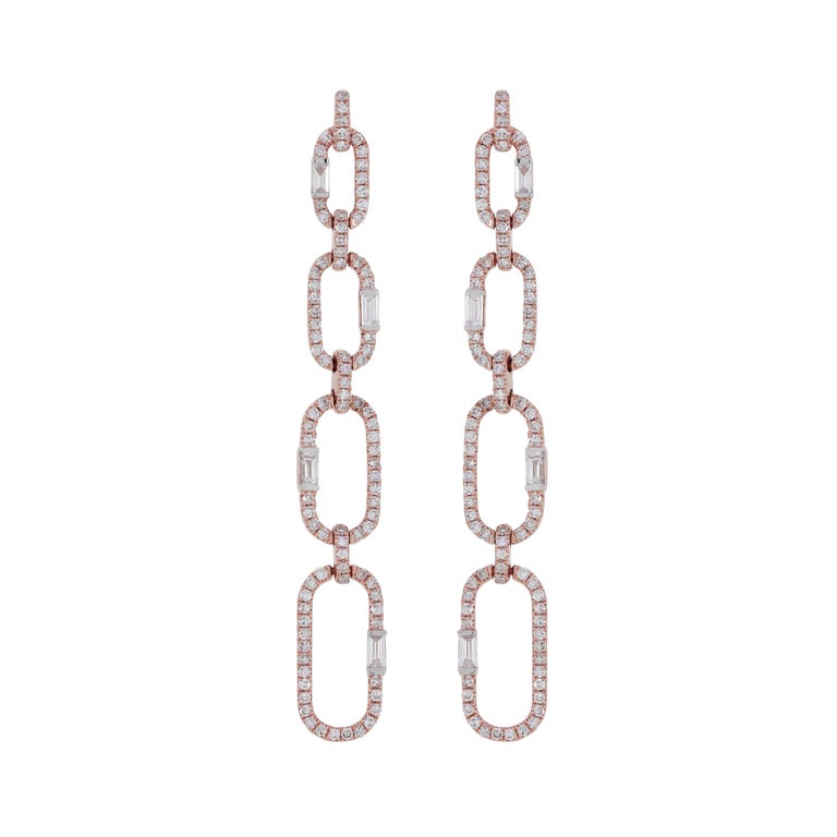 Diamond Link Drop Earring in 18k Rose Gold at 1stDibs