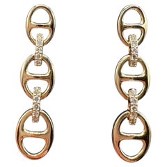 Diamond Link Earrings 14K Yellow Gold 0.15ctw 3.32g New