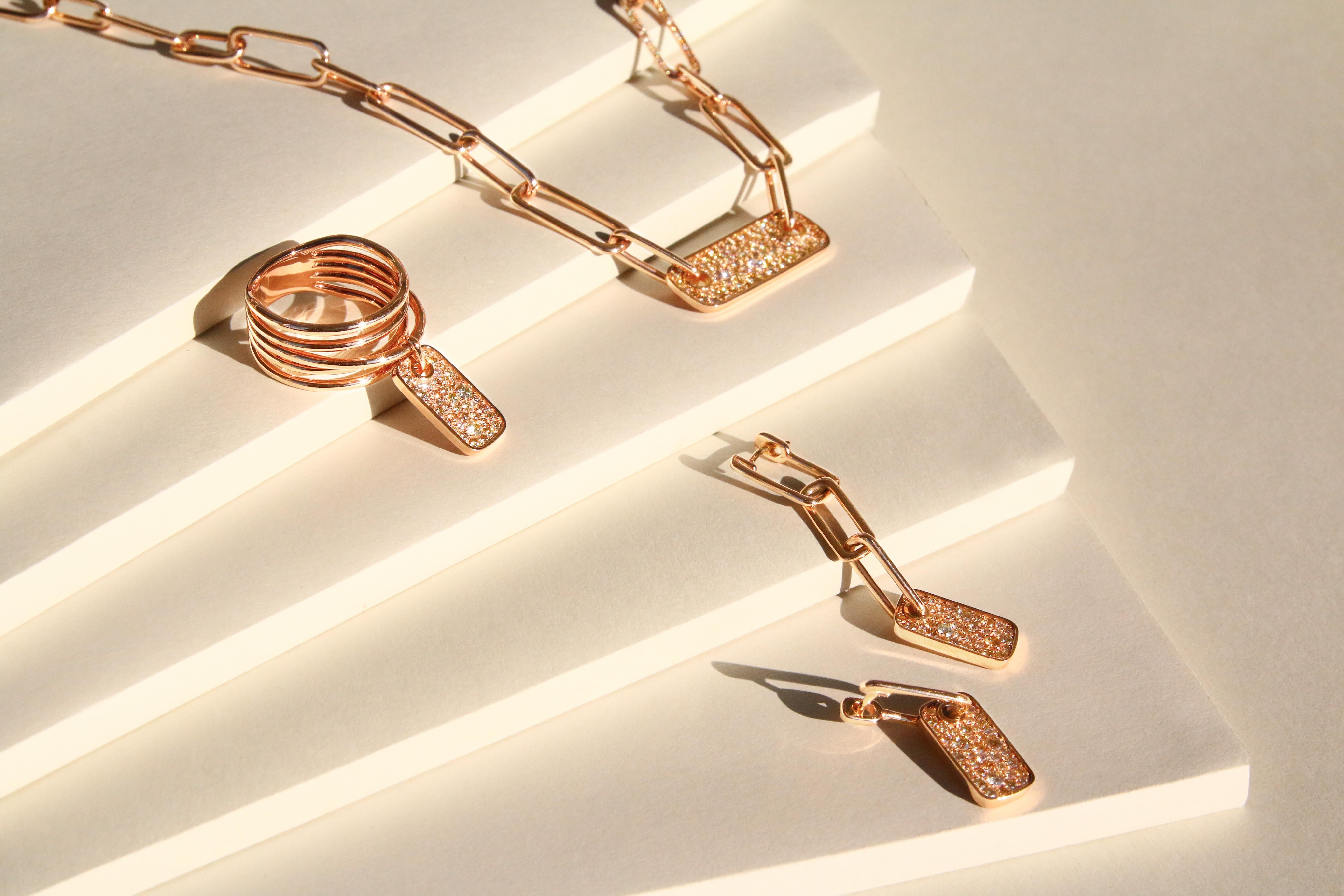 Women's or Men's Diamond Link Earrings of SOONHEE For Sale