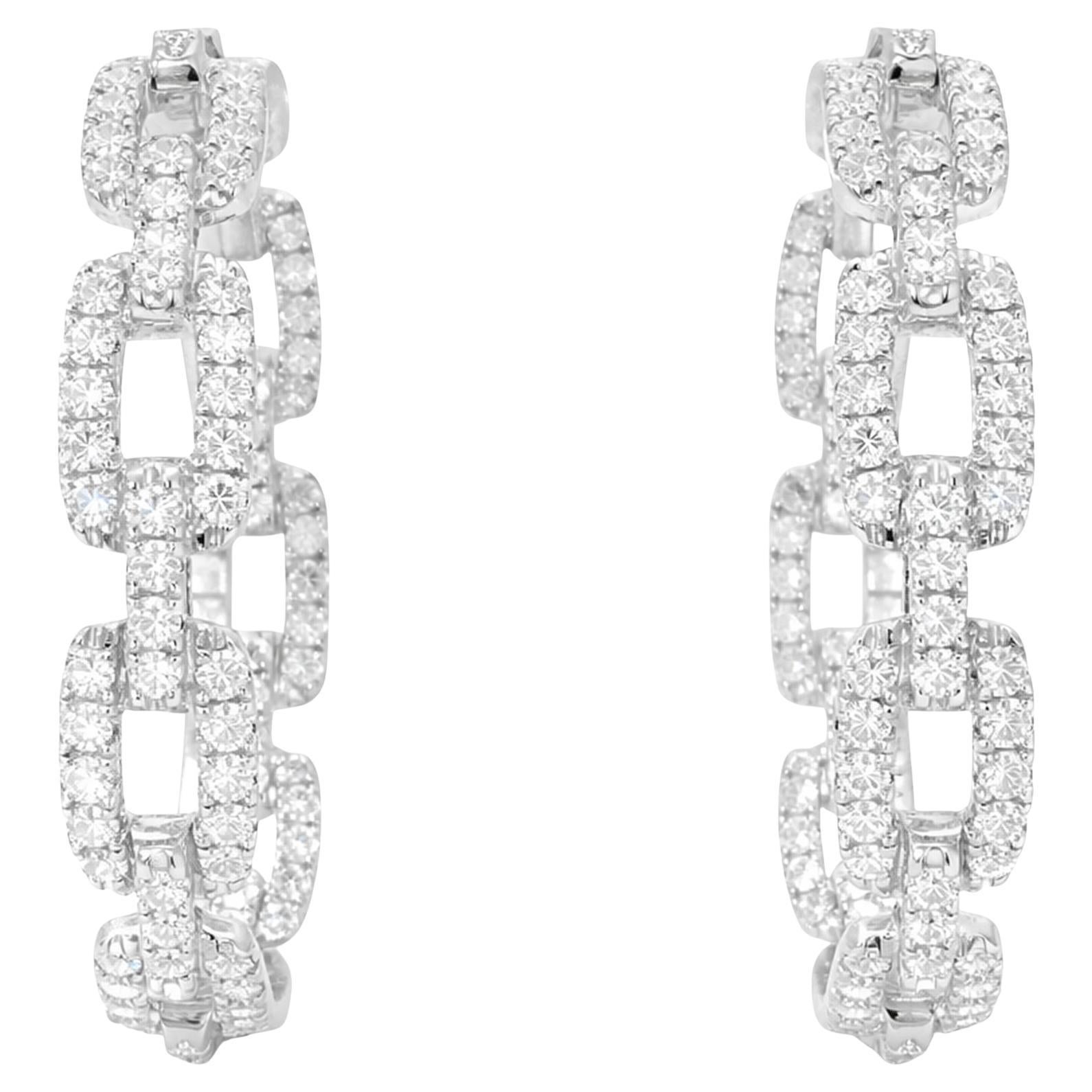Diamond Link Hoop Earrings For Sale