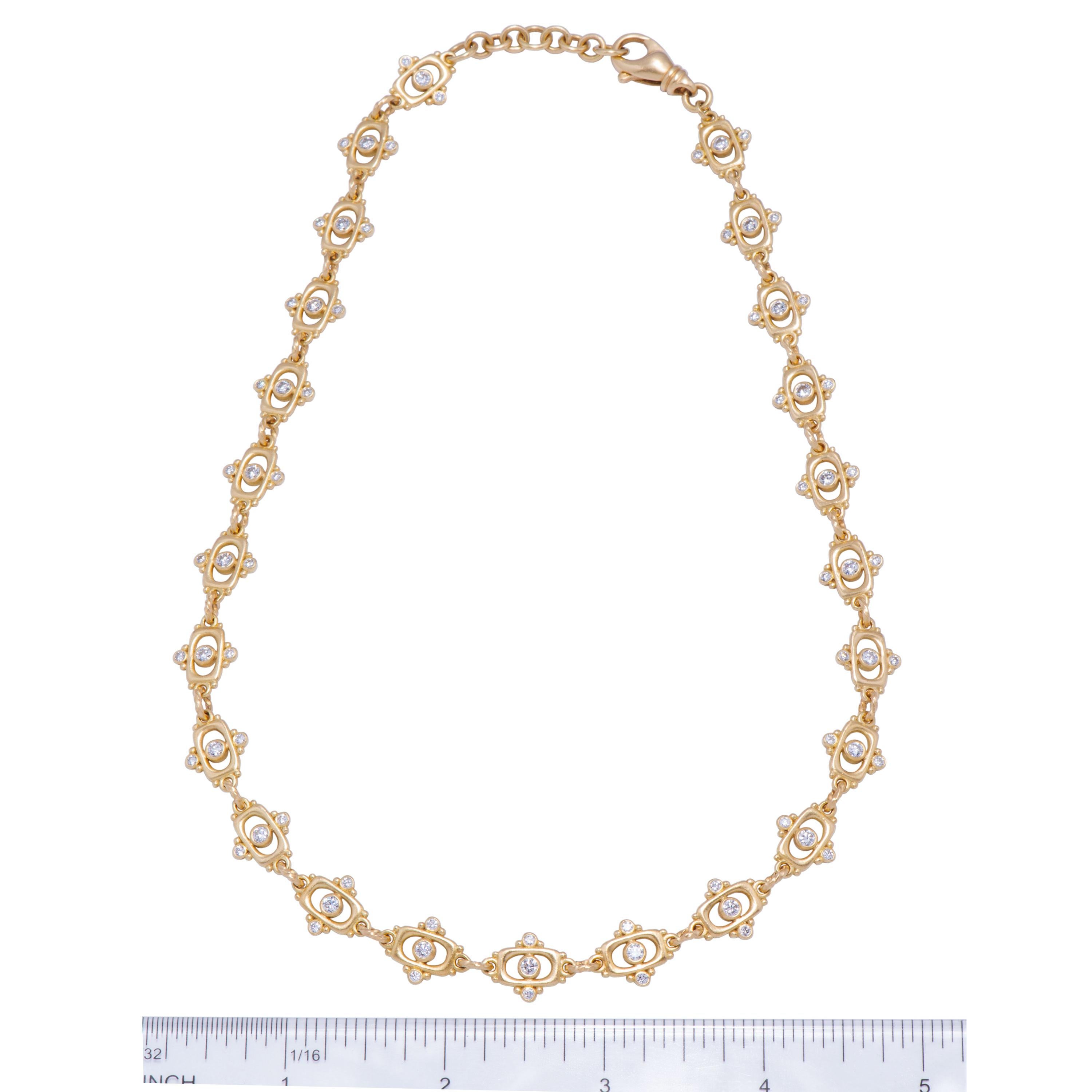 Round Cut Diamond Link Necklace For Sale