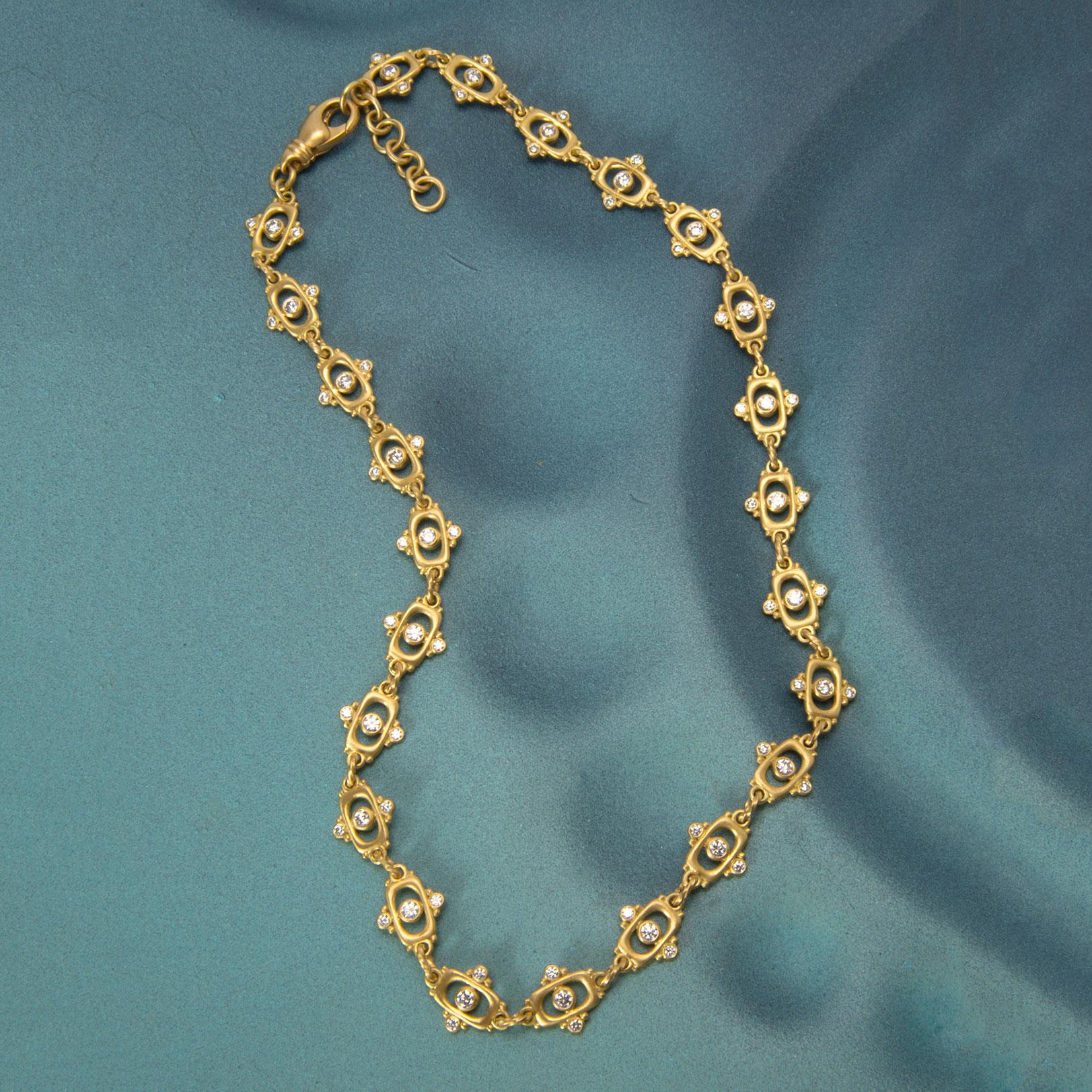 Women's or Men's Diamond Link Necklace For Sale