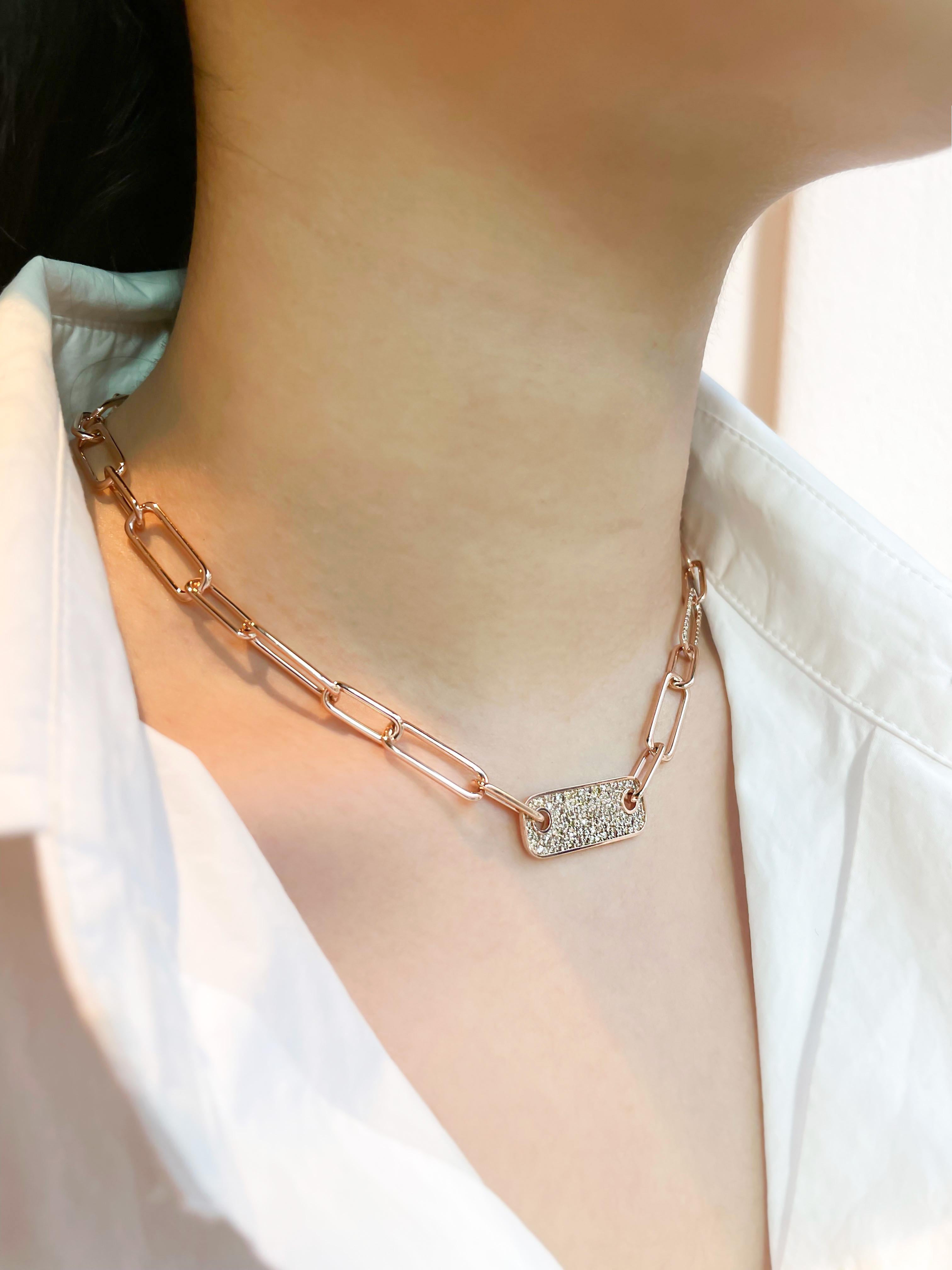 da uomo o donna Collana con diamanti A Link di SOONHEE (misura 35~42cm) in vendita