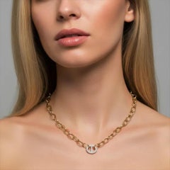 0.45ct Diamond Link Pendant 14K Yellow Gold Chain Necklace