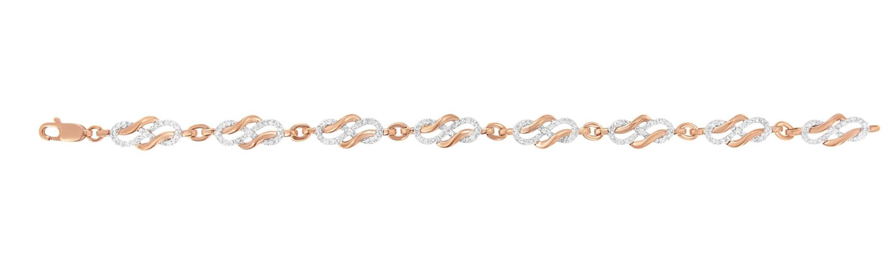 Contemporary Diamond Link Rope Bracelet Round Brilliant Cut 1.1 Carats 10K Rose Gold For Sale