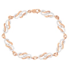 Bracelet corde à maillons diamantés taille ronde et brillante 1,1 carats or rose 10K