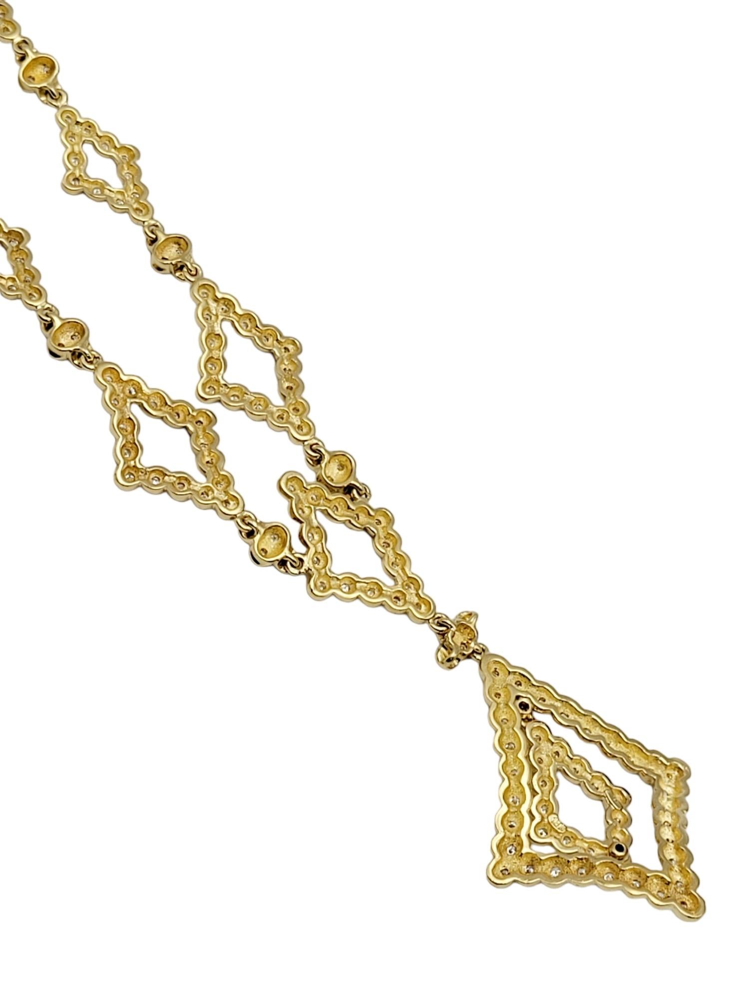 Collana Chandelier di diamanti naturali a forma di A Link in oro giallo 18 carati in vendita 5