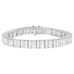Bracciale dichiarato con diamanti taglio rotondo e baguette da 6 carati in oro bianco 14K