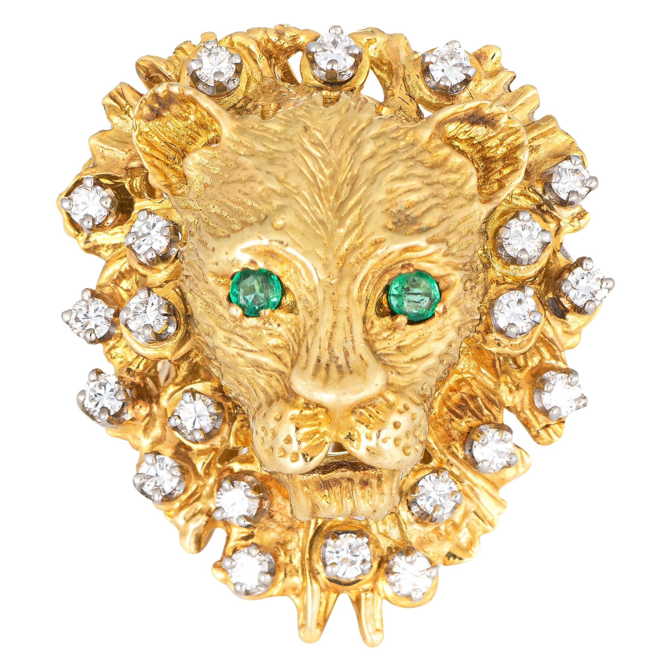 14k Gold LION Pendant w Diamond Mouth + Eyes. Anson *Video* – Sea Green  Mermaid