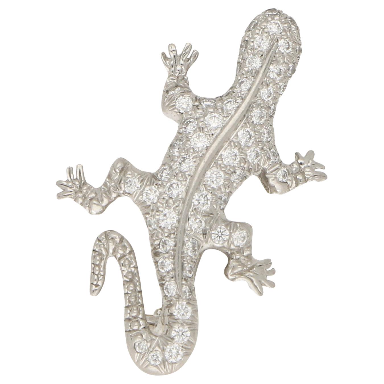 1980s Gold-Tone Lizard Brooch