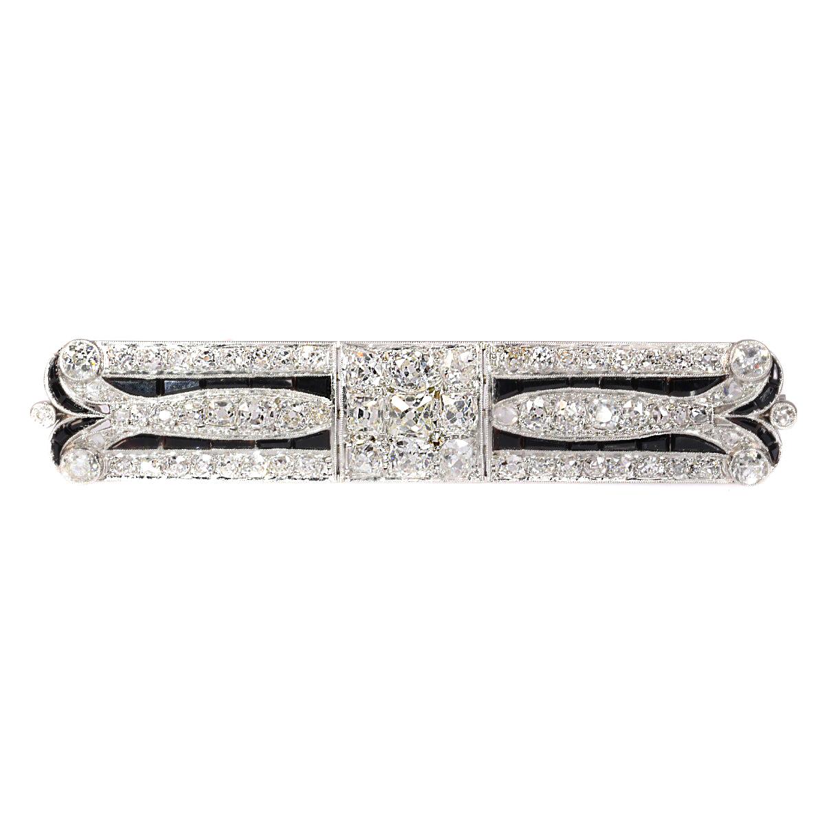 Diamond Loaded Strong Stylish Platinum Art Deco Brooch with over 7 crts Diamonds For Sale