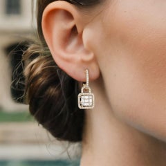 0.65ct Diamond 14K Gold Charm Hoop Earrings