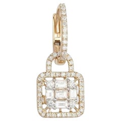 Diamond Lock 14K Gelbgold Charm Hoop Earrings
