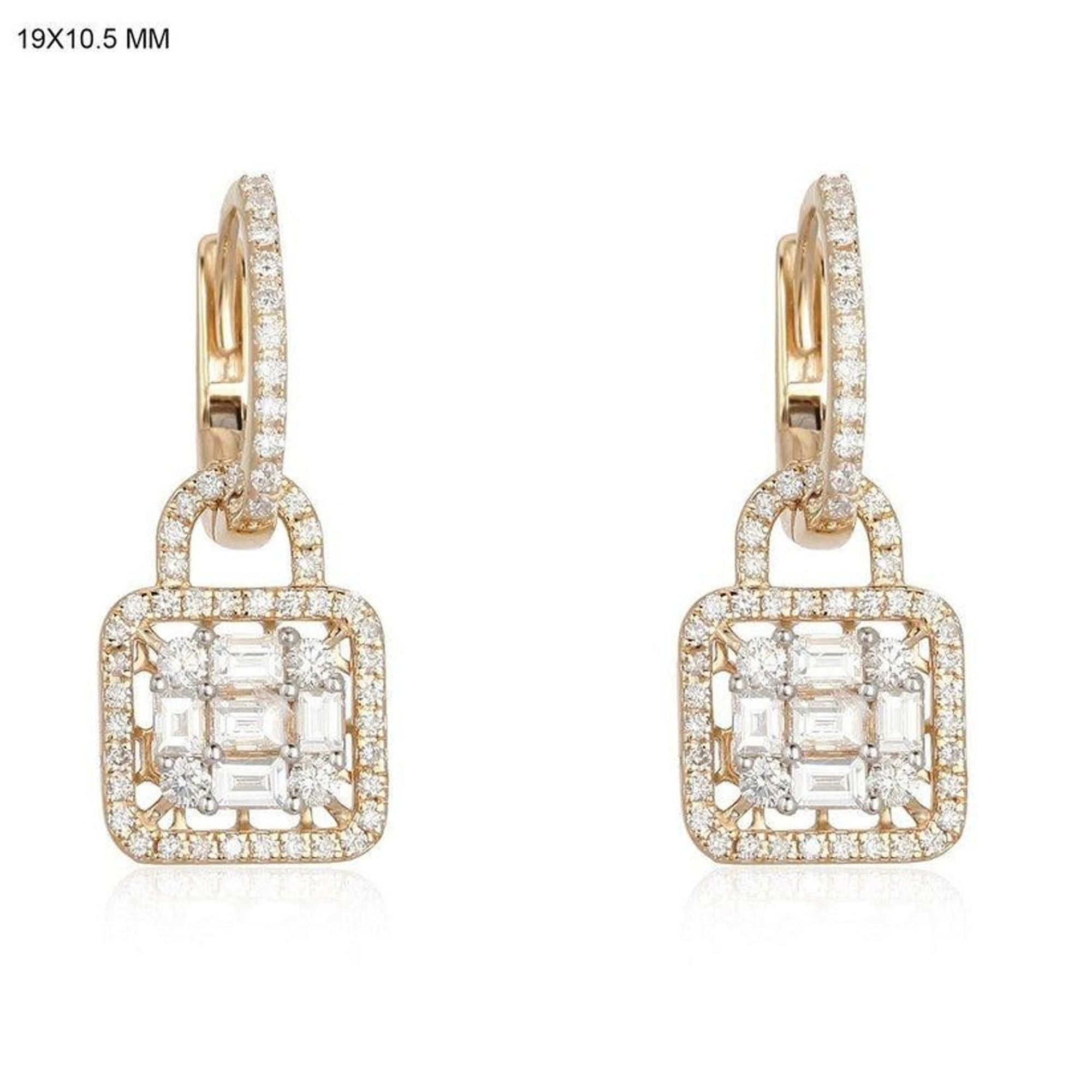 Orecchini a cerchio con charm in oro giallo 14K con chiusura a diamante
