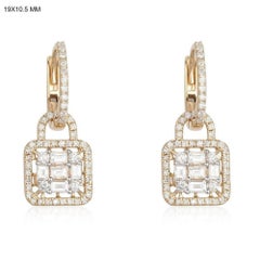 Pendientes de aro con diamantes en oro amarillo de 14 quilates