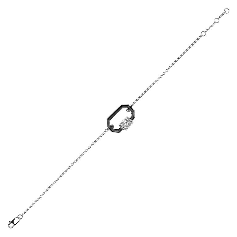 AS29 Diamond Lock Bracelet in 18k Black Gold For Sale at 1stDibs