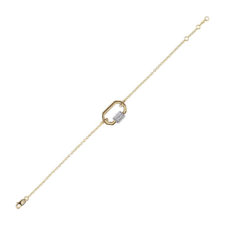 AS29 Diamond Lock Bracelet in 18k Yellow Gold For Sale at 1stDibs