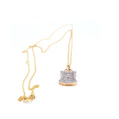 Diamond Lock Pendant 14 Karat Yellow Gold