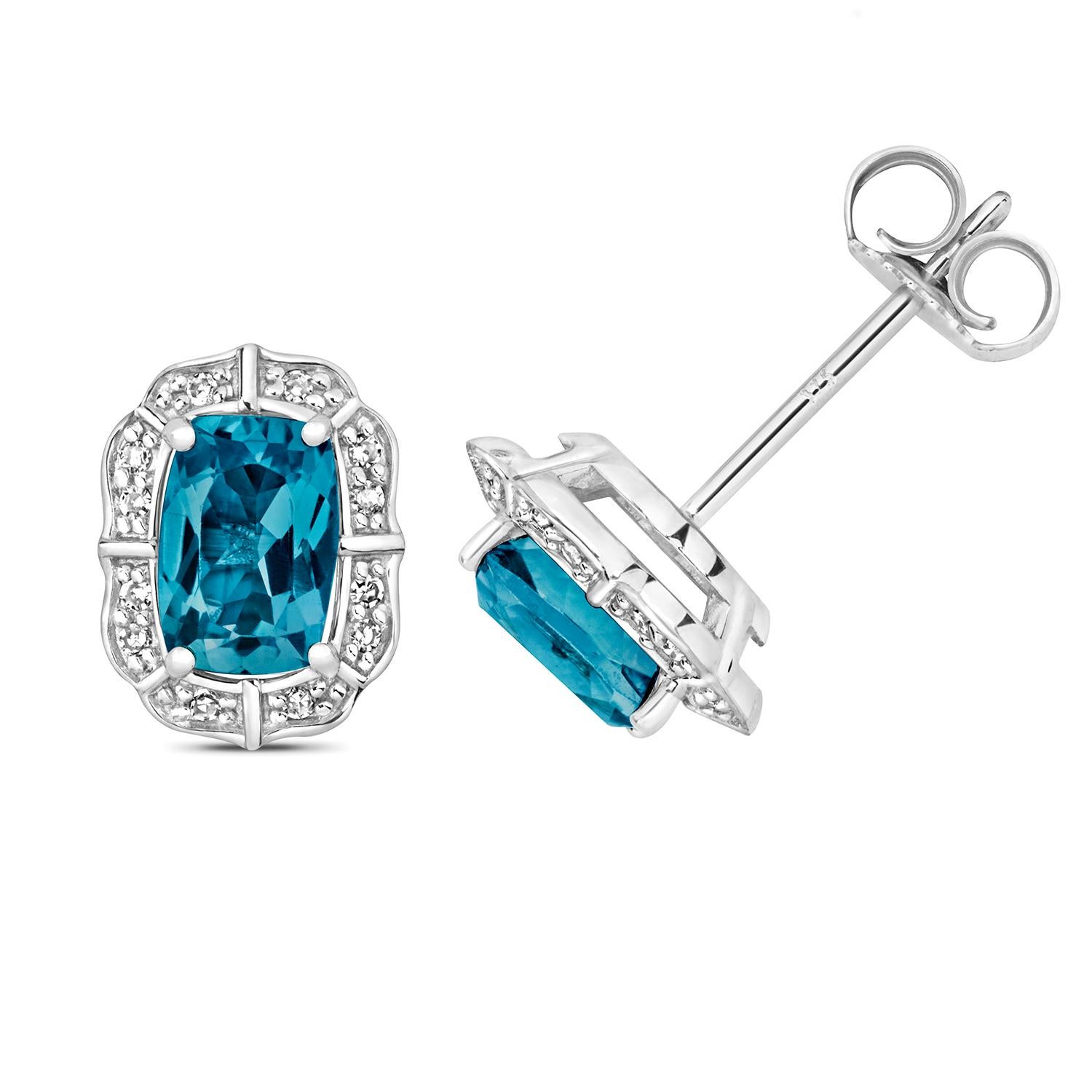 DIAMOND AND LONDON BLUE TOPAZ STUDS

9CT W/G 2SC/0.07CT 2LBT/6X4MM CU

Weight: 1.35g

Number Of Stones:2+24

Total Carates:1.490+0.070