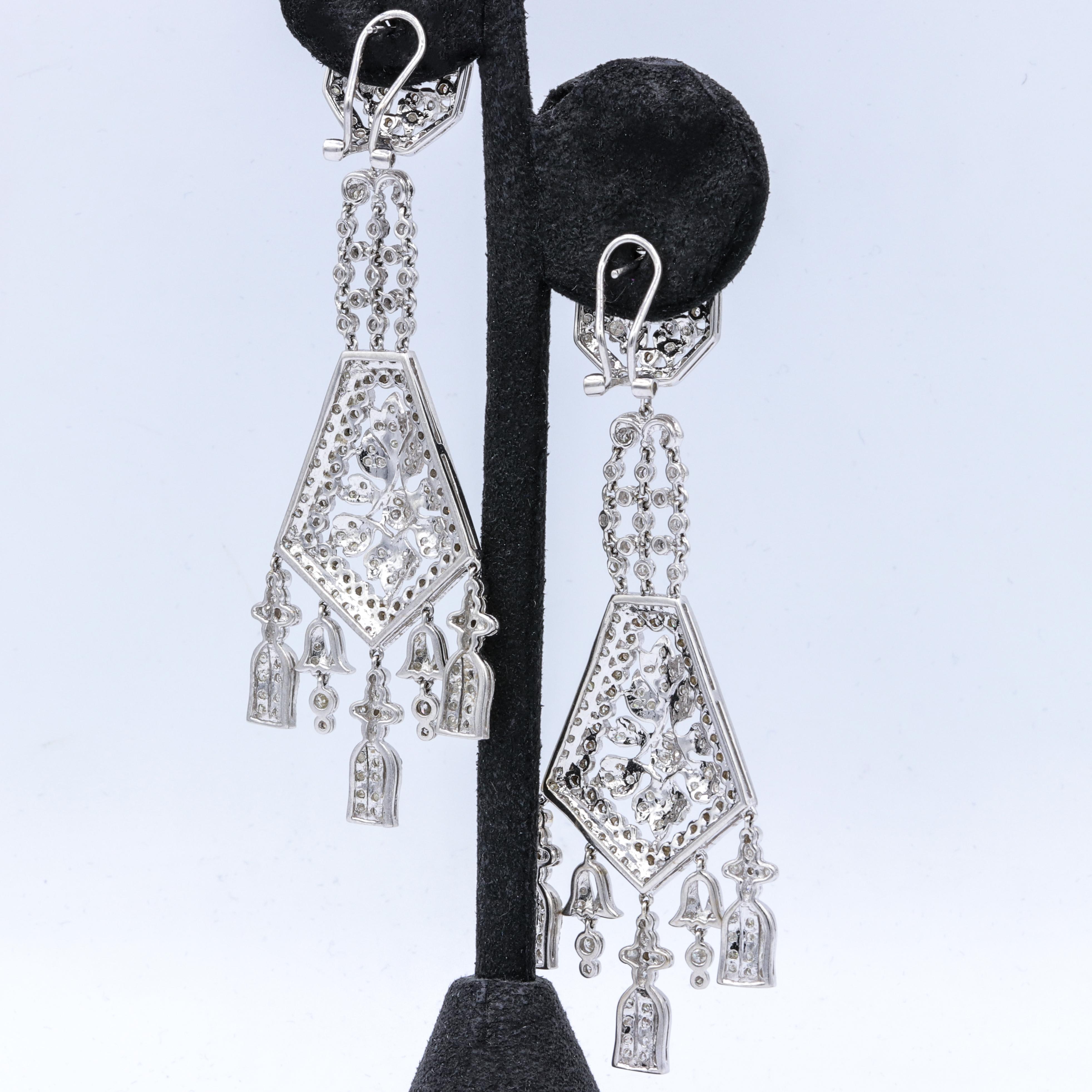 Art Deco  Diamond Long Chandelier Earrings