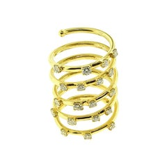 Diamond Long Wrap Finger Ring in 18 Karat Yellow Gold Ring