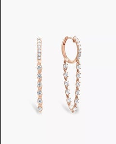 Diamond Loop Chain Huggie Earrings 14k Solid Gold Earring Gift For Mom Sister