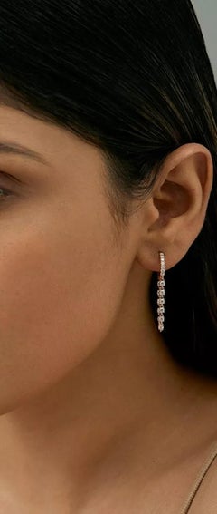 Diamond Loop Chain Huggie Earrings 14k Solid Gold Earring Gift