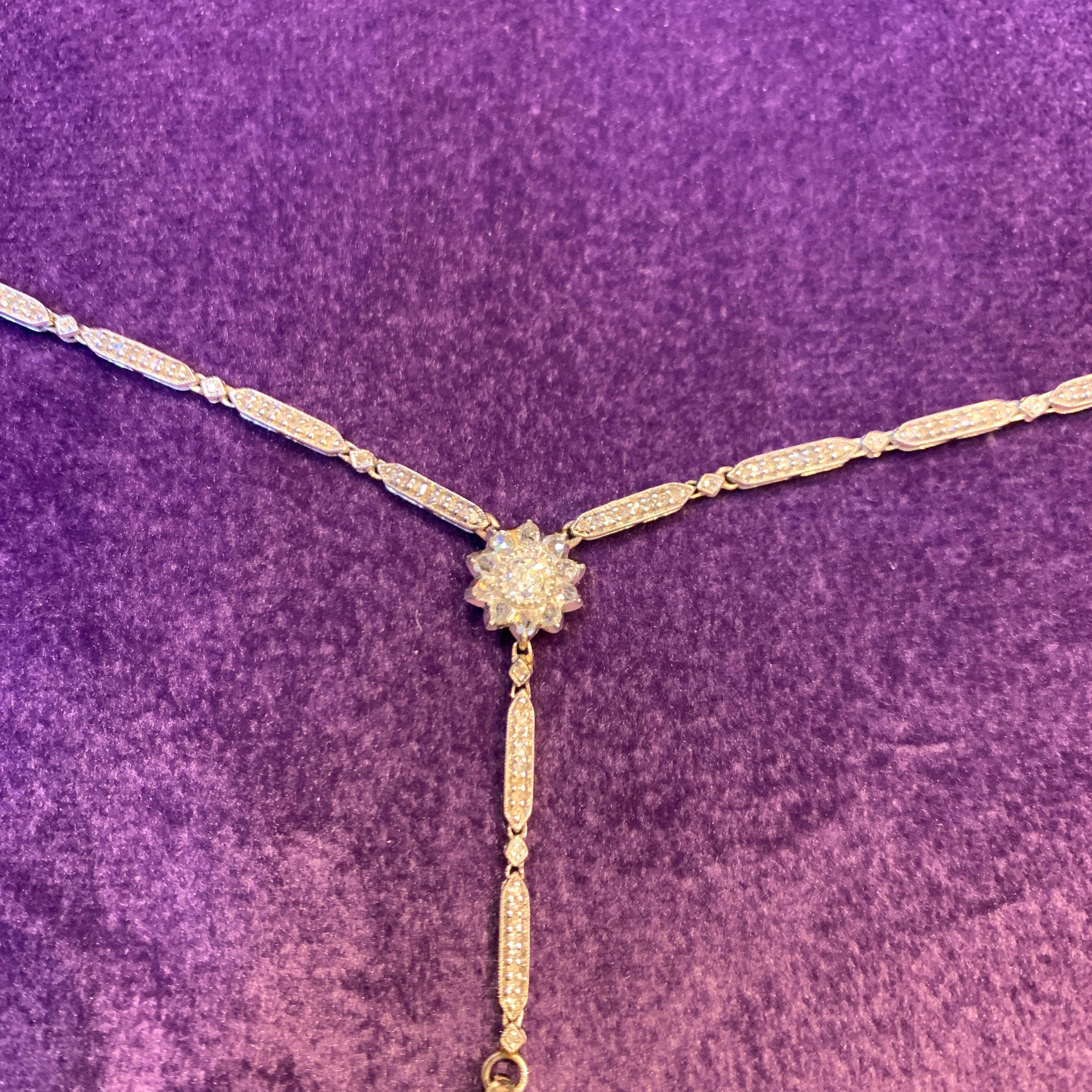 Diamond Lorgnette Necklace For Sale 3