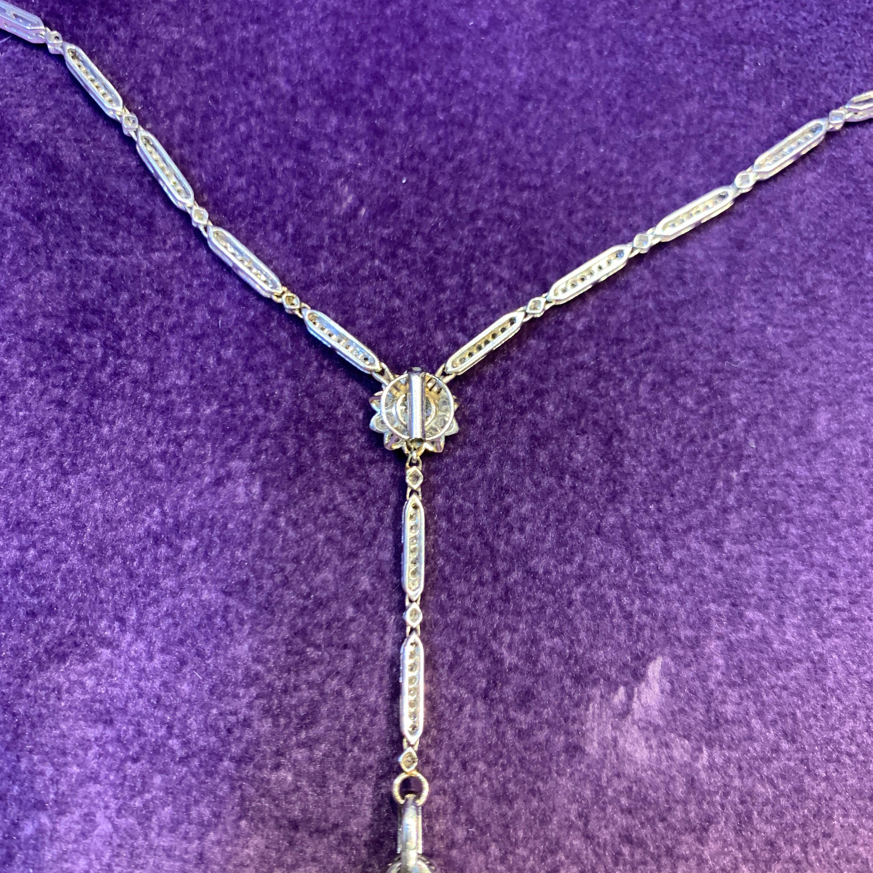 Diamond Lorgnette Necklace For Sale 4