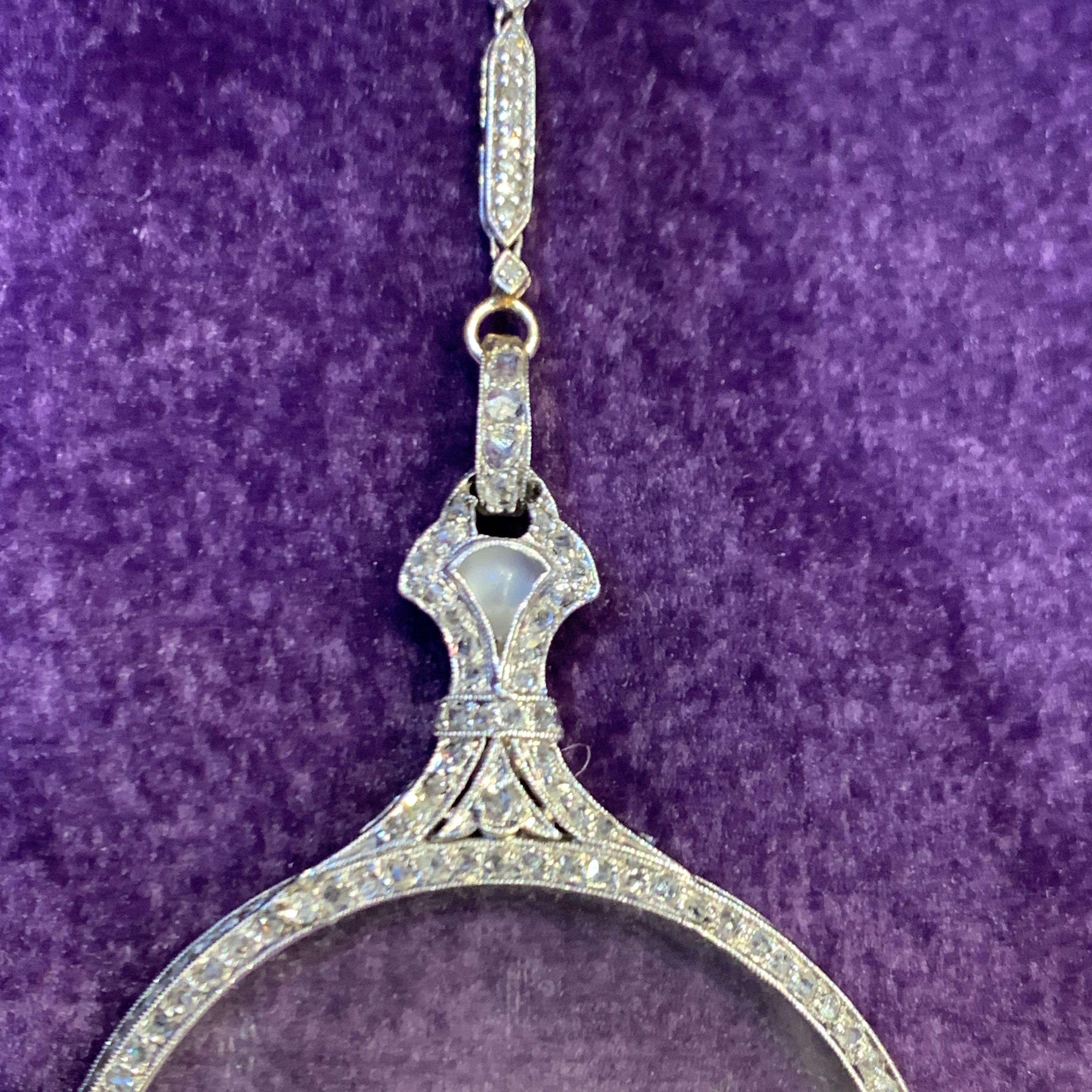Diamond Lorgnette Necklace For Sale 1