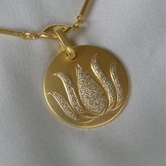 Diamond Lotus Flower Pendant