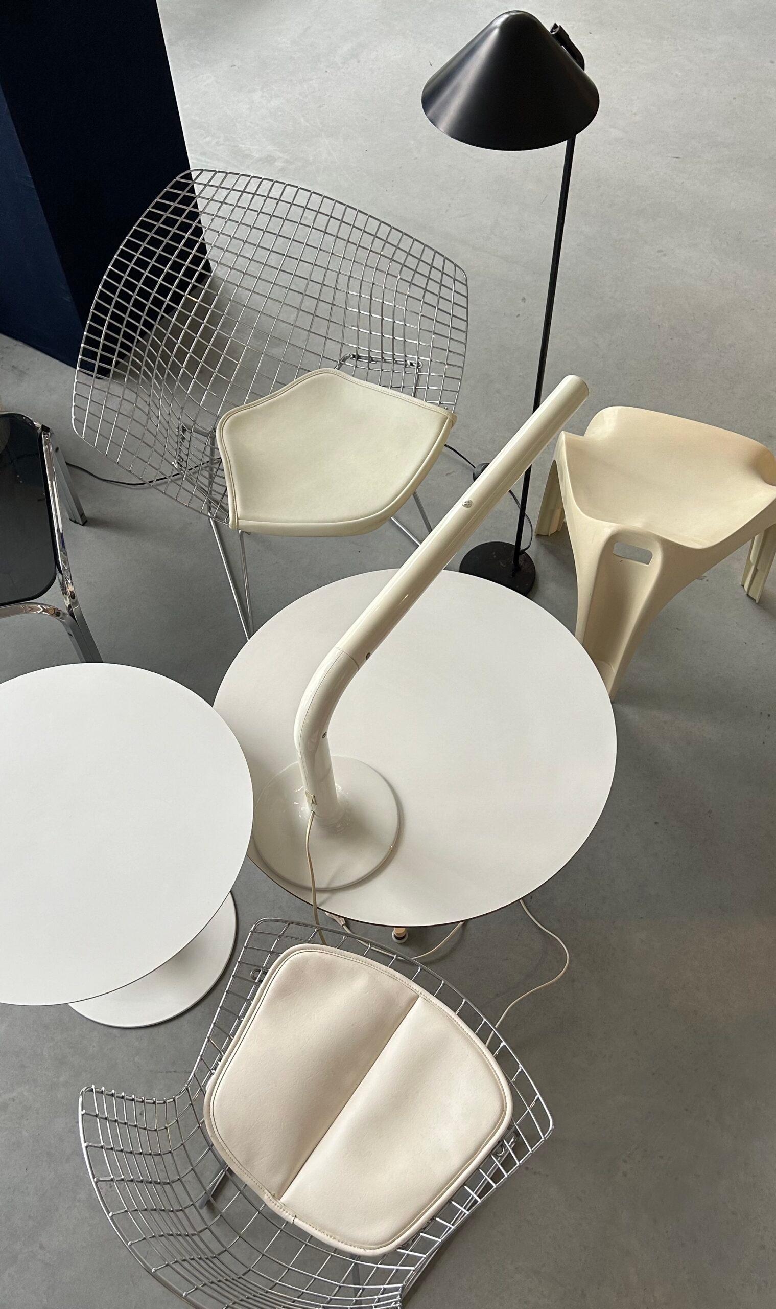 The Diamond Chair is an astounding study in space, form, and function by one of the master sculptors of the last century. Like Saarinen and Mies, Bertoia found sublime grace in an industrial material, elevating it beyond its normal utility into a