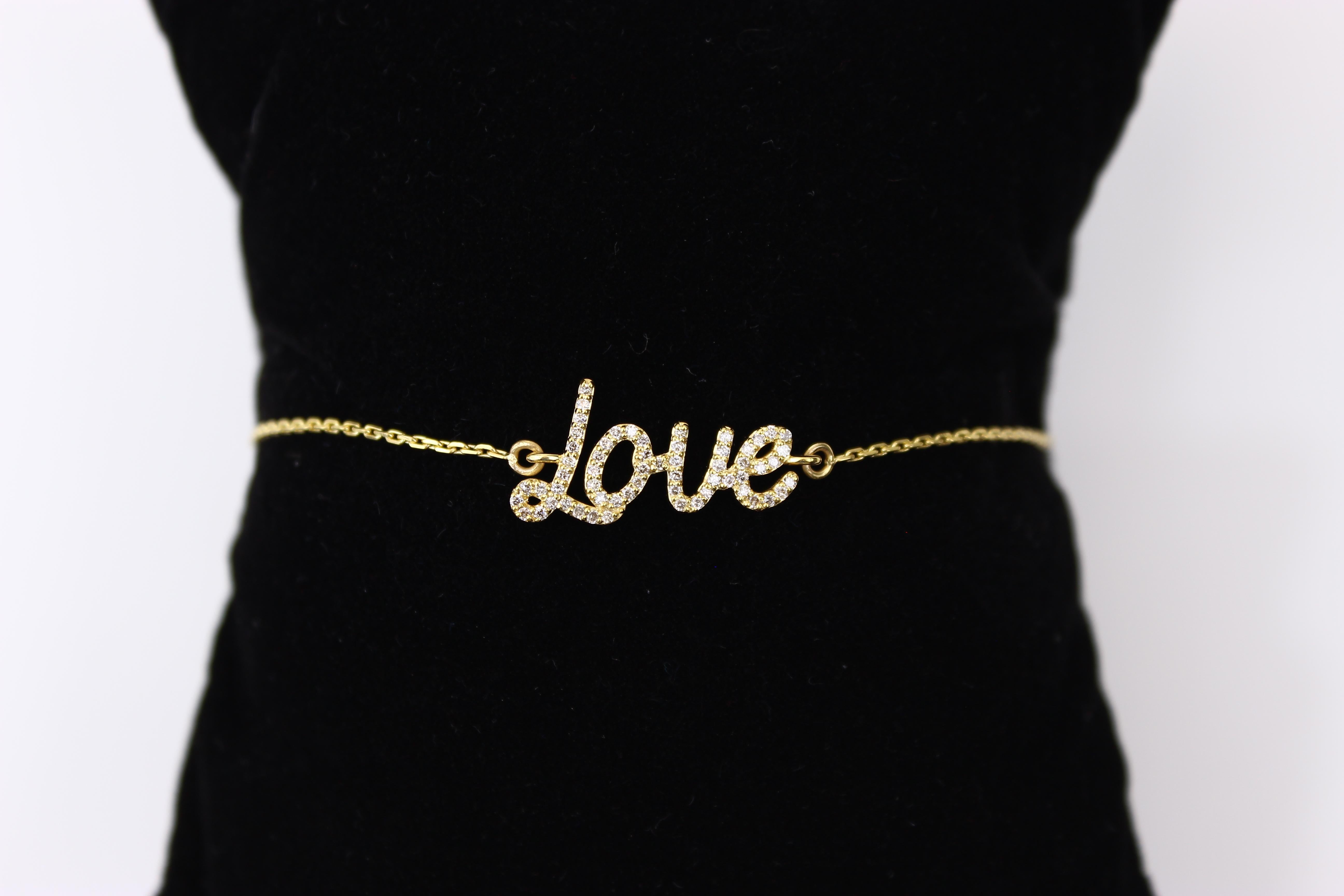 Bracelet Love Charm en or massif 18 carats avec diamants en vente 8