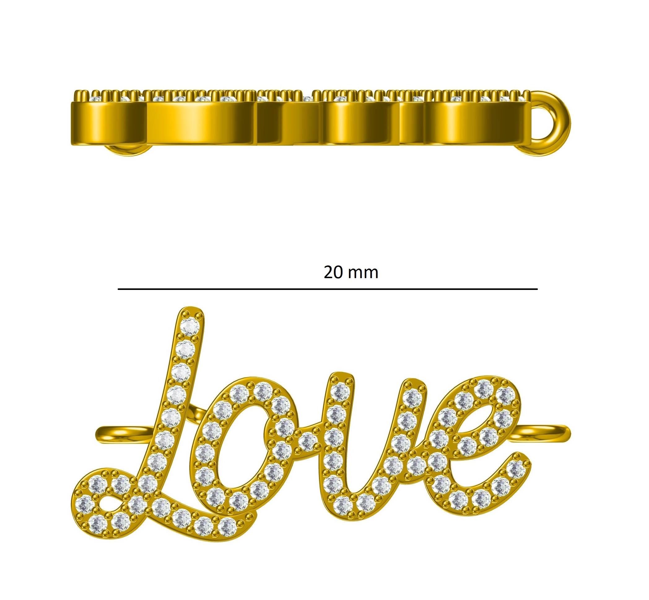 Diamant-Love-Charm-Armband aus 18 Karat massivem Gold mit Diamanten im Angebot 12