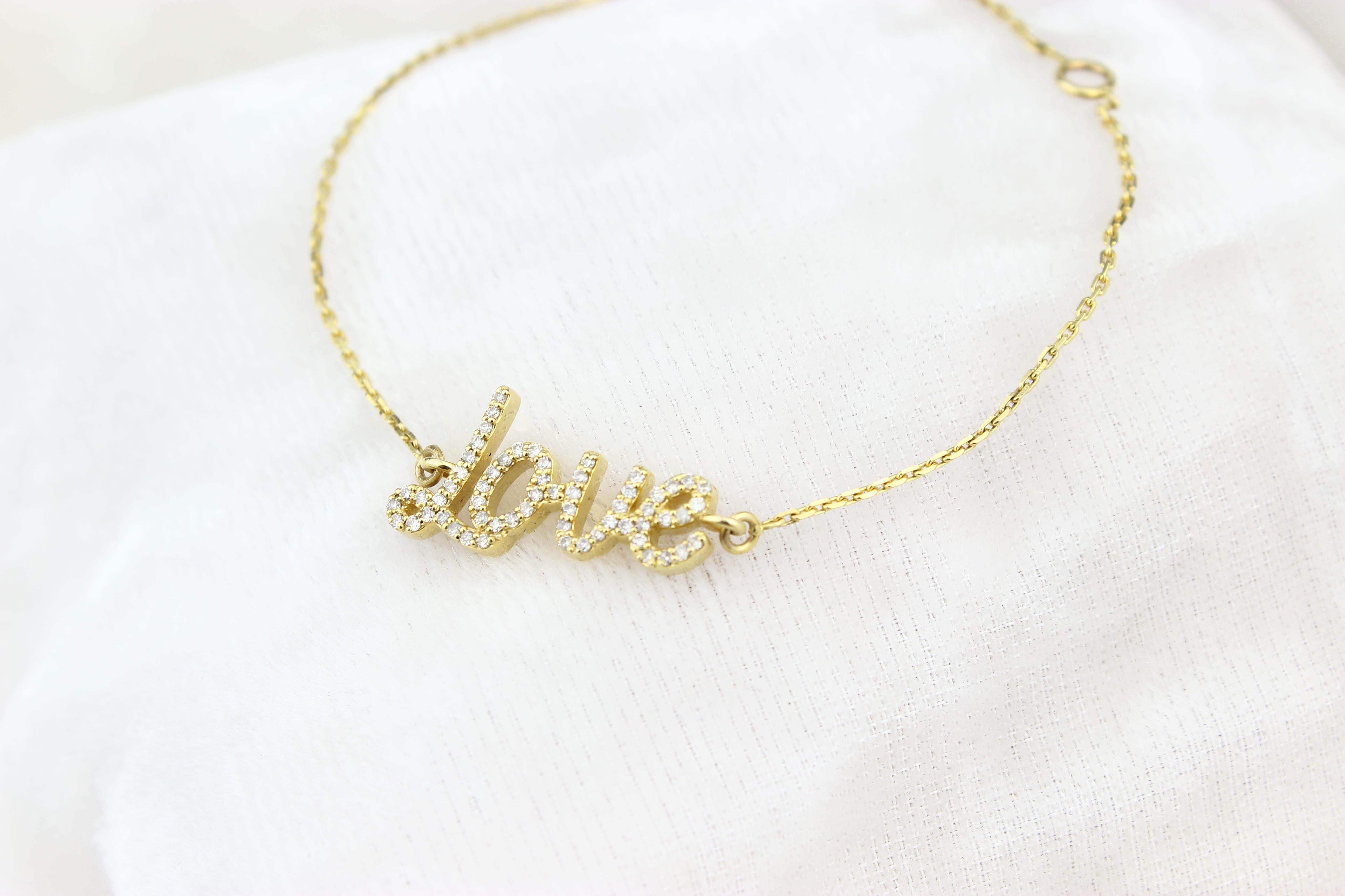 Bracelet Love Charm en or massif 18 carats avec diamants en vente 2