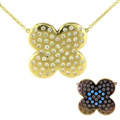 Performance Art : DIAMONDS IN LOVE on Yellow Gold FLOWER Pendant Necklace