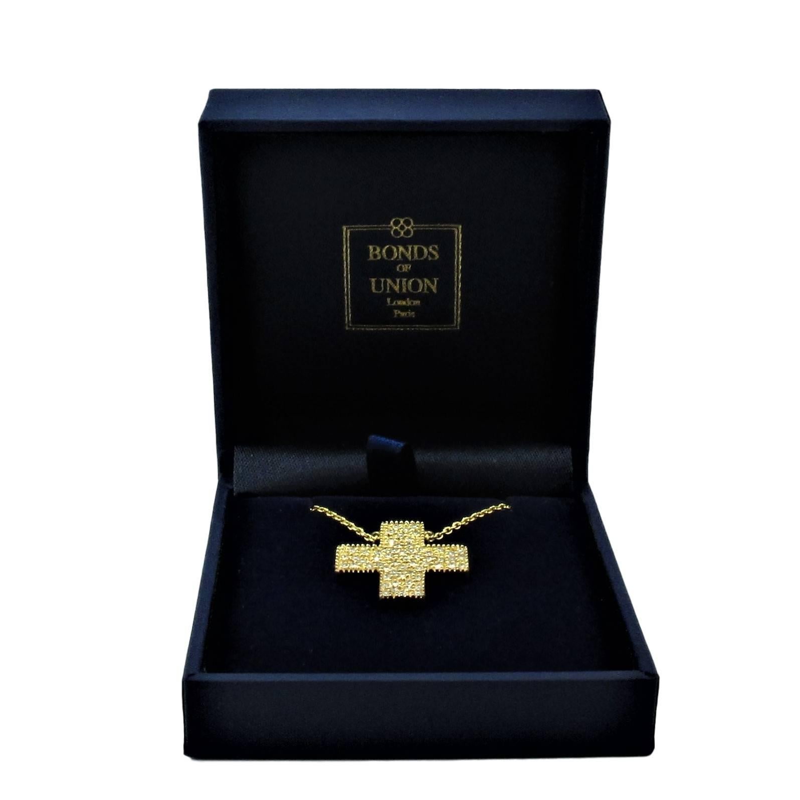 Diamond Love Gold Cross Pendant with Magic Diamond Message of Love For Sale 1