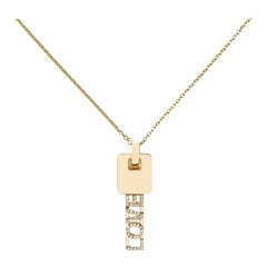 Diamond Love Key Pendant 18k Yellow Gold F