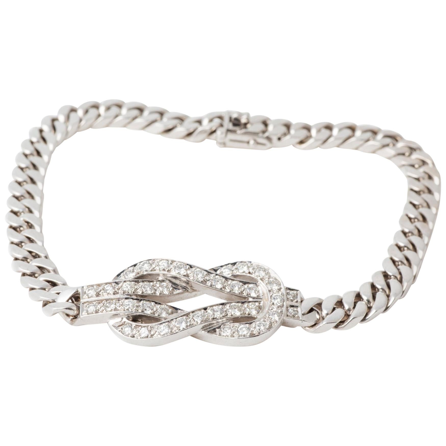 Diamond Love Knot Bracelet, 18 Carat White Gold