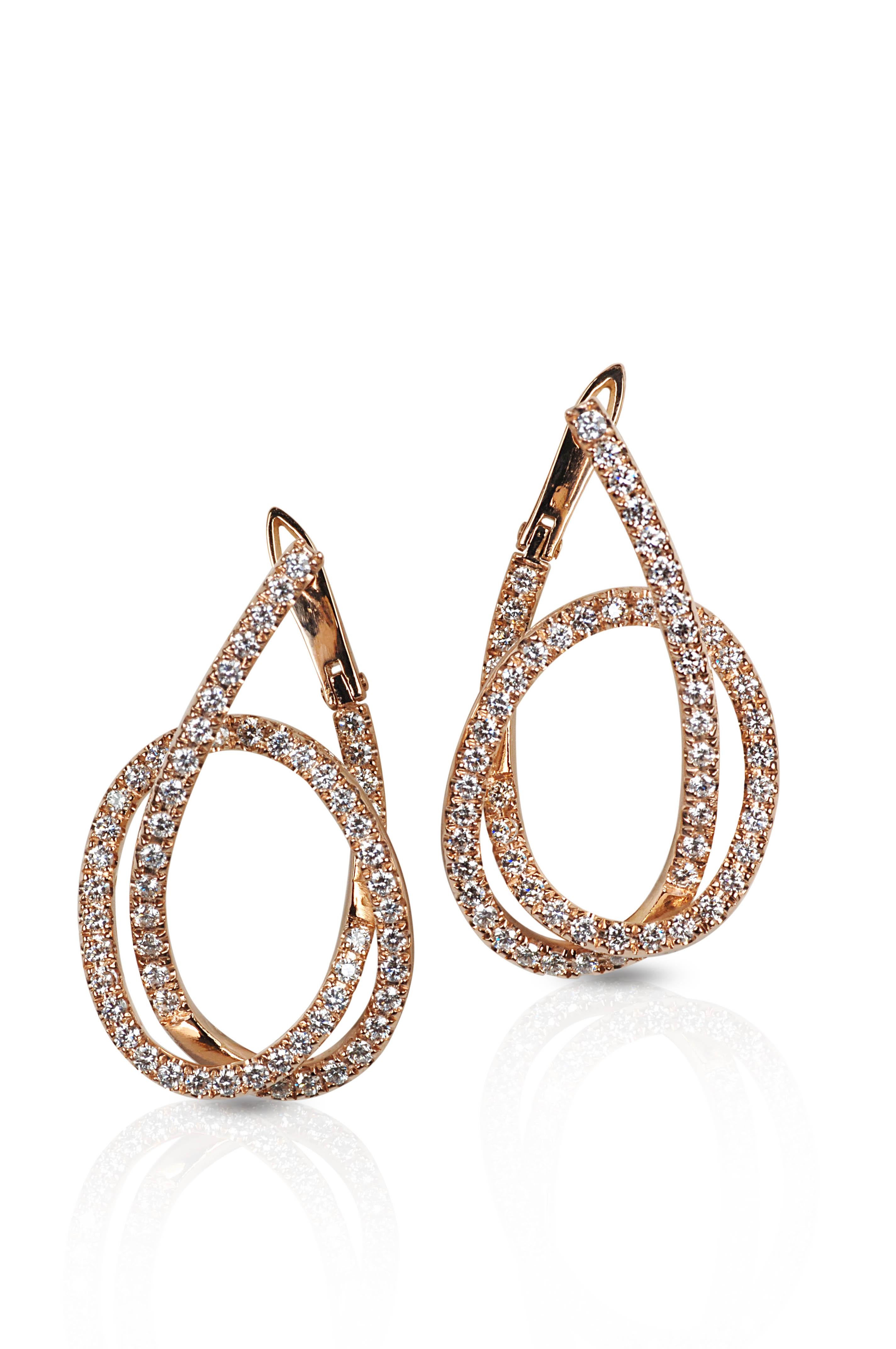 Boucles d'oreilles nœud d'amour en diamant sur monture d'or blanc 18K Pour femmes en vente