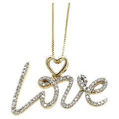 Diamond "Love" Nameplate Necklace in 10k Yellow Gold 