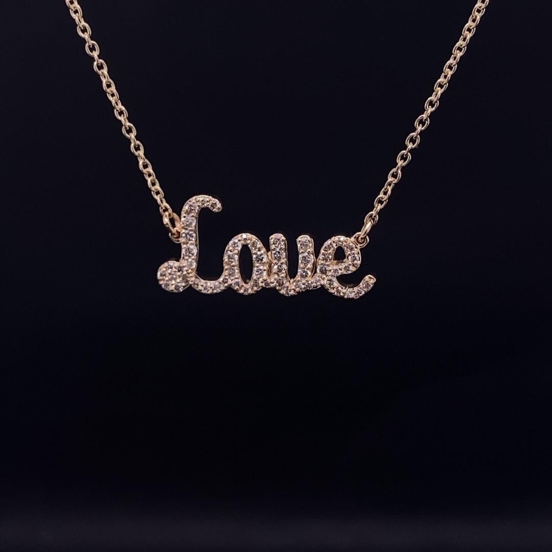 Diamond Love Pendant Necklace in 18k Solid Gold In New Condition For Sale In New Delhi, DL