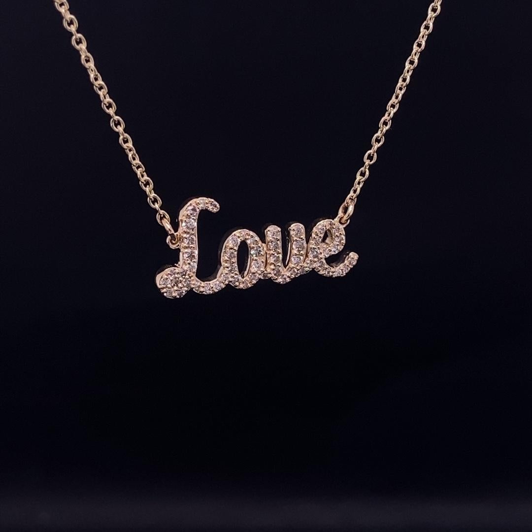 Women's Diamond Love Pendant Necklace in 18k Solid Gold For Sale